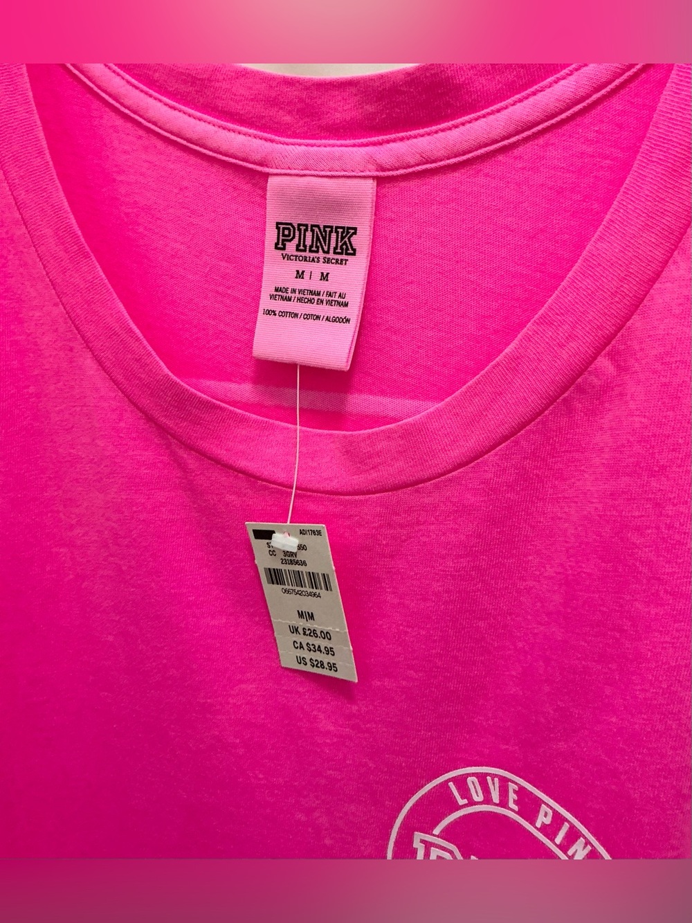 PINK Victoria's Secret Neon Pink Tank Top & Long Sleeve Pocket Tee Set - Picture 2 of 4